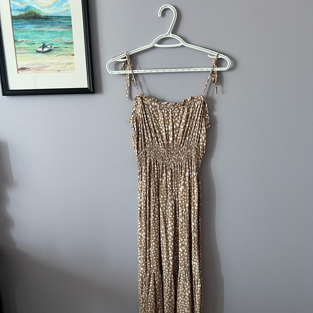 Lush Brown Polka Dot Maxi Dress